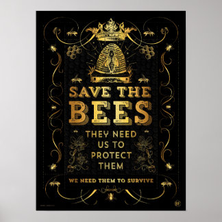 SALVEM AS ABELHAS! FAUX DOURADA POSTER