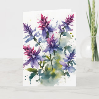 Salvia - Cartão de flores aquarela