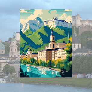 Salzburgo, Áustria Ilustração Cartão Postal