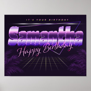 Samantha Name Vorname lila retro Poster Geburtstag