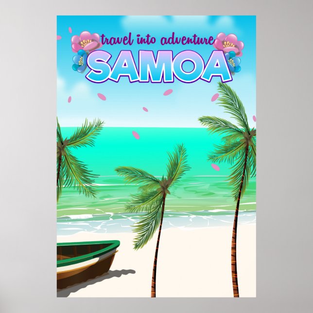 Samoa "viaje para aventura" pôster de viagem. (Frente)