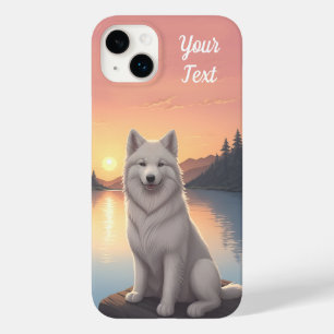 Samoyed junto ao lago