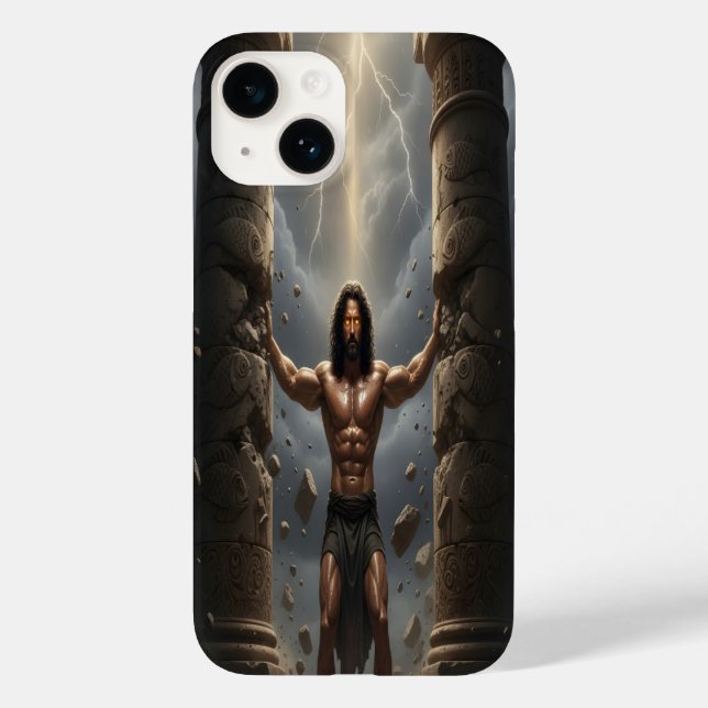 Samson Breaking the Philistine Pillars iPhone Case (Verso)