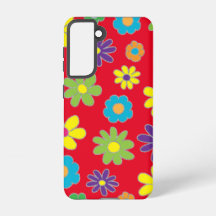 Samsung Galaxy S21 Red Flowery Capa de telefone