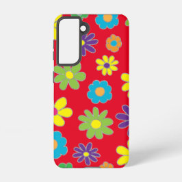Samsung Galaxy S21 Red Flowery Capa de telefone