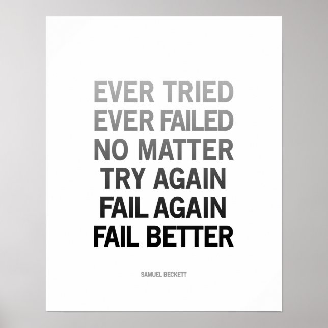 Samuel Beckett cita poster preto e branco (Frente)