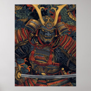 Samurai Art Poster - Estilo de Arte Simples Inspir
