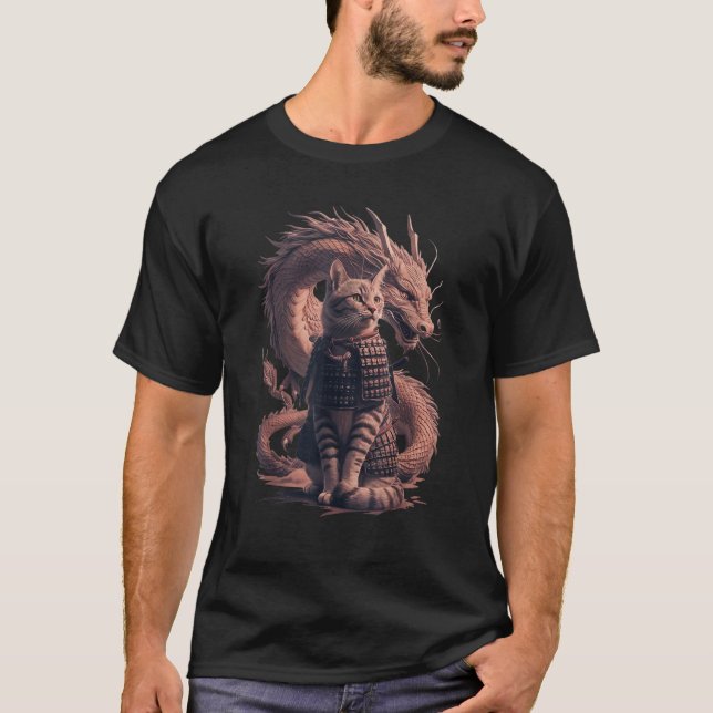 Samurai Cat com Camisa Dragão T (Frente)