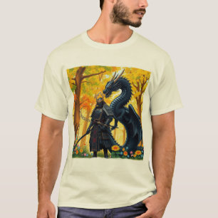 Samurai com Dragon Camiseta