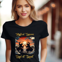 Samurai Duel místico em camiseta sunset
