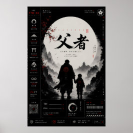 Samurai Father Son Japanese Poster Print