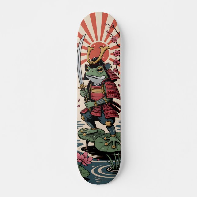 Samurai Frog guerreiro Skateboard (Frente)