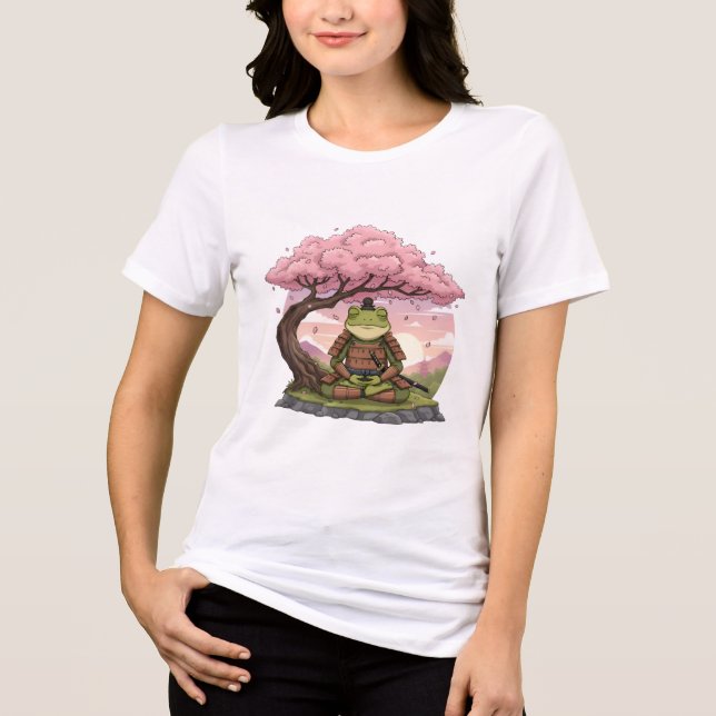 Samurai Frog Meditating Cute Funny White Womens (Frente)