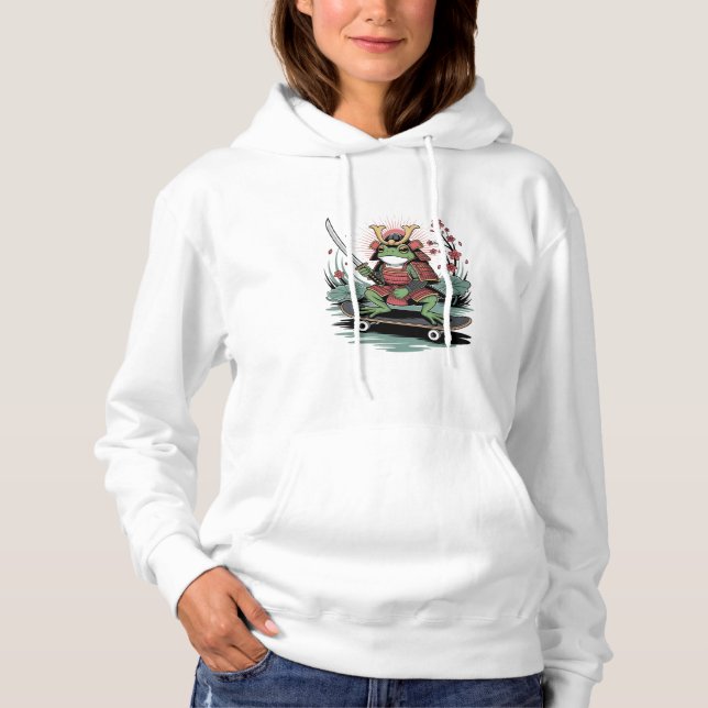  Samurai frog warrior Adult Pullover Hoodie (Frente)