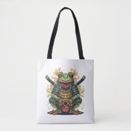 Samurai frog warrior Shoulder Tote