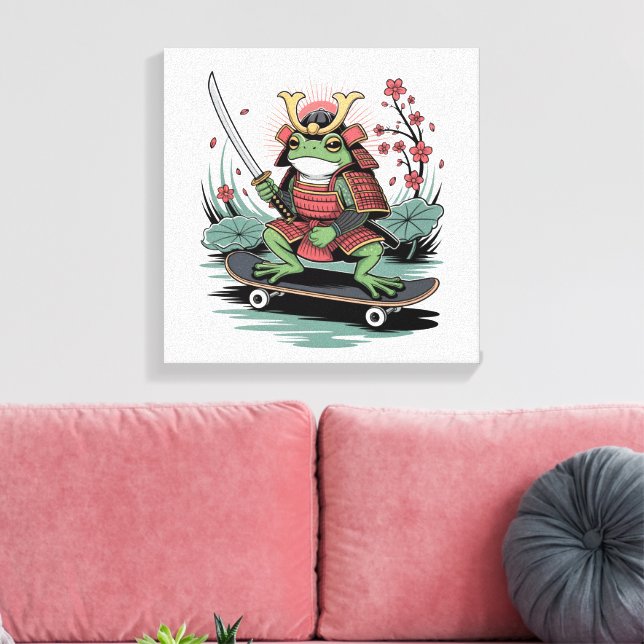  Samurai frog warrior Stretched Canvas Print (Insitu(Sala de estar))