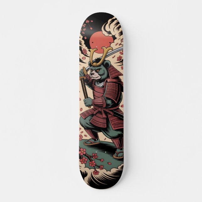Samurai Green Bear warrior Skateboard (Frente)