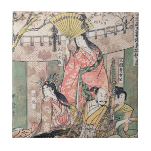 Samurai Hideyoshi e esposas Kitagawa Utamaro