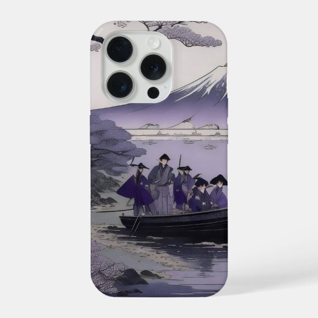 Samurai iPhone 15 Case Mount Fuji Japanese Art (Verso)