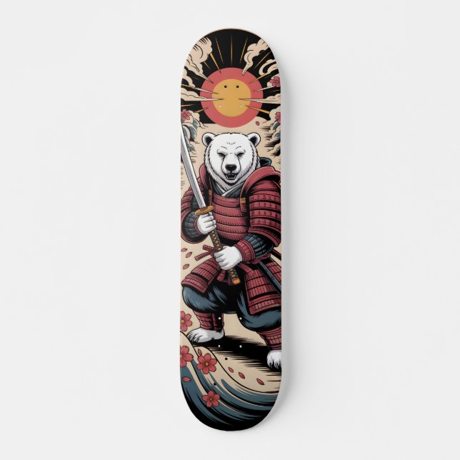 Samurai Polar Bear warrior Skateboard (Frente)