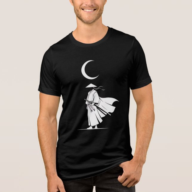 Samurai Sob a Lua Crescente - Japão Minimalista (Frente)