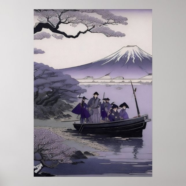 Samurai Wall Art Mount Fuji Japanese Poster (Frente)