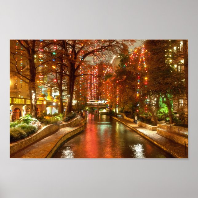 San Antonio Riverwalk na Poster de Natal (Frente)