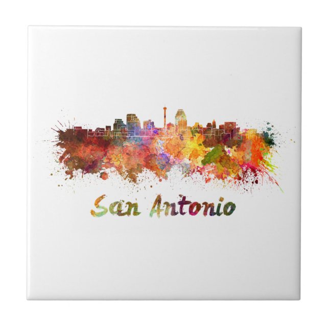 San Antonio skyline in watercolor (Frente)