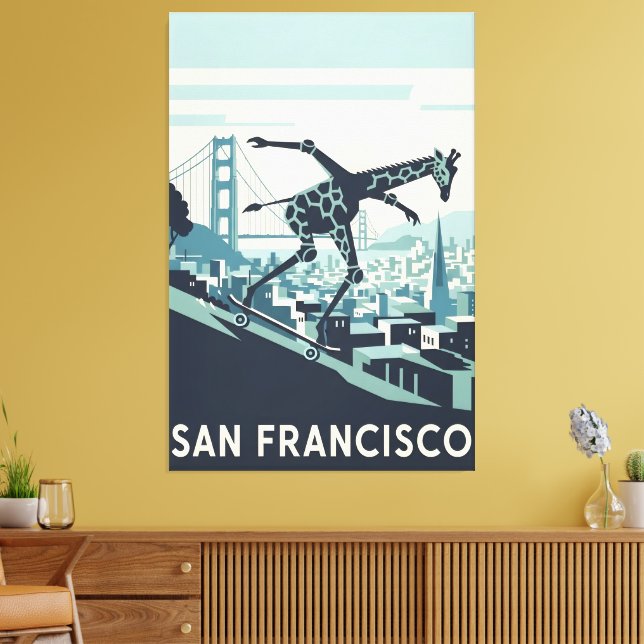 San Francisco canvas print styled in WPA art (Insitu(Sala de estar))