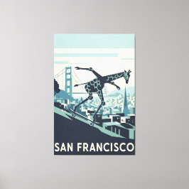 San Francisco canvas print styled in WPA art