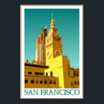 San Francisco Ferry Building - Pop Art Poster<br><div class="desc">San Francisco Pop Art - Ferry Building SAN FRANCISCO - uma ilustração digital de arte-pop com um dos marcos arquitetônicos do antigo edifício Ferry, localizado no início da rua comercial e parte do porto de São Francisco, um ponto de partida para muitos ferries e cruzeiros portuários de São Francisco, e...</div>