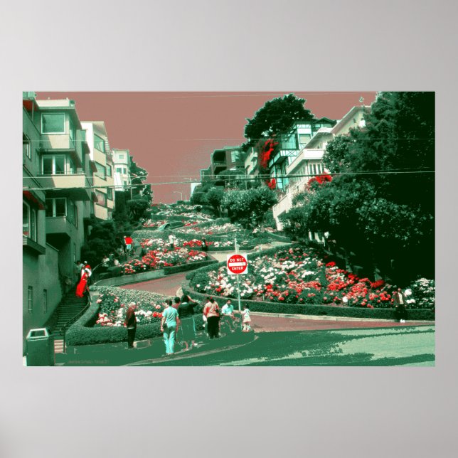 San Francisco Lombard Street - Pop Art Impressão (Frente)
