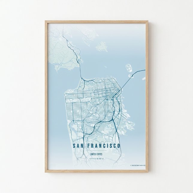 San Francisco Ocean Print Map Wallart Poster Gift  (Criador carregado)
