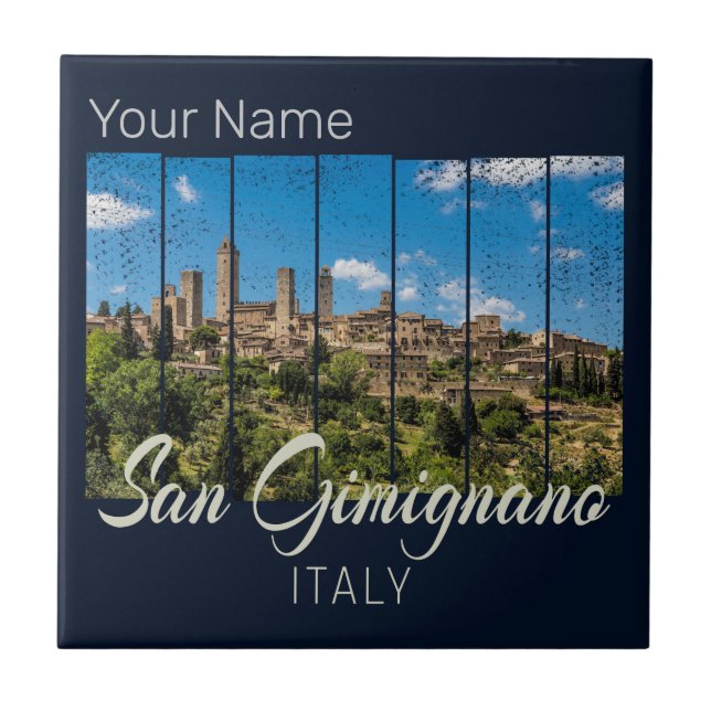 San Gimignano Toscana Itália Vinatge Panorâmica Vi (Frente)