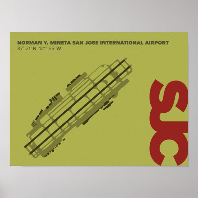 San Jose Airport (SJC) Diagram Poster (Frente)