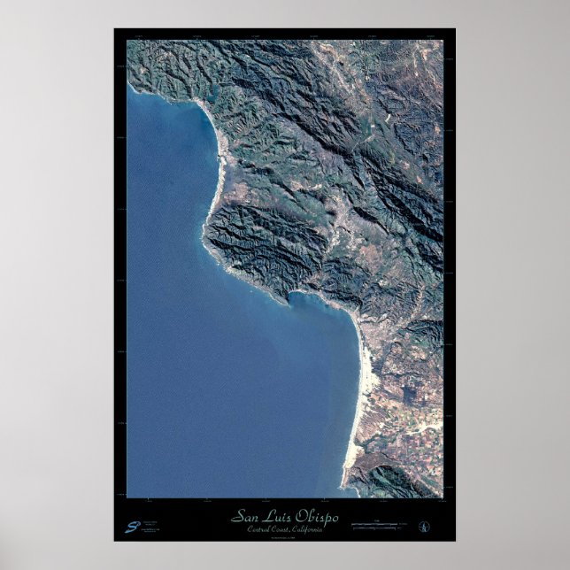 San Luis Obispo, poster de satélite da Califórnia (Frente)