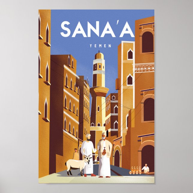 Sanaa Yemen poster de viagens (Frente)