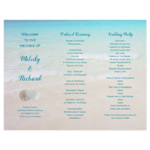 Sand Dollares Beach Scene Trifold Wedding Program