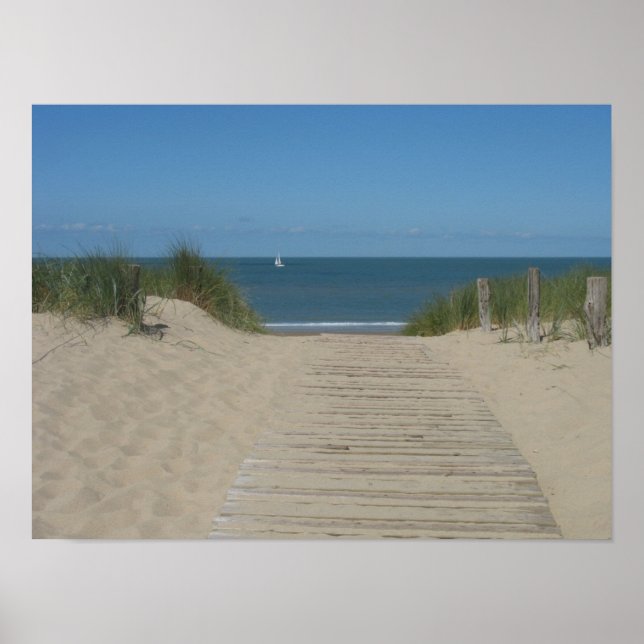 Sand Dunes Beach Wave Boat Poster (Frente)