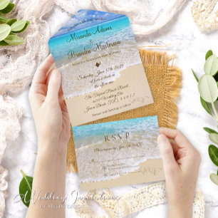 Sand Hearts Tropical Ocean Beach Wedding