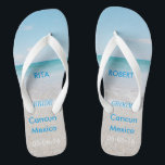 Sandálias da praia da NOIVA do casamento do<br><div class="desc">Sandálias/chinelos da praia da NOIVA do casamento do destino com data & o destino Wedding personalizados</div>