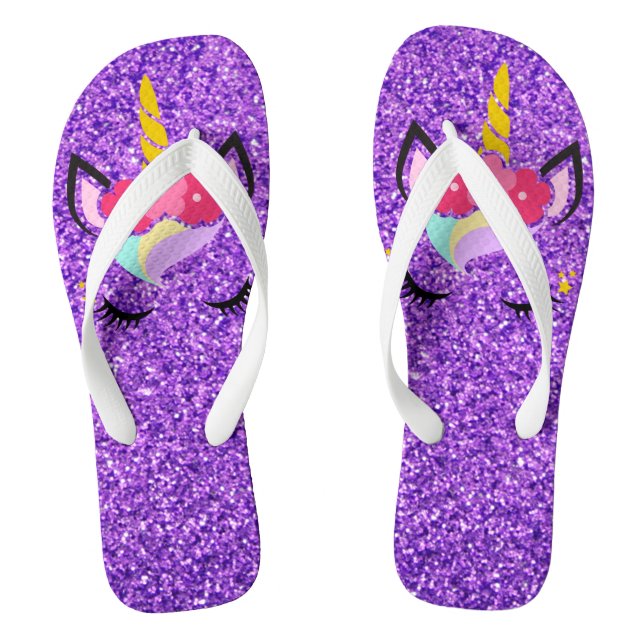 Sandálias de Flipflop Personalizadas do Unicorn Pu (Pé da cama)
