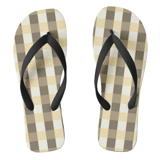 Sandálias de Verão com Padrão de Xadrez Marrom Beg (Pé da cama)