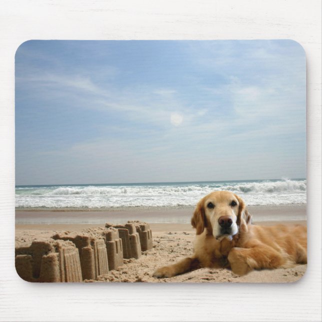 Sandcastles de Mousepad do golden retriever (Frente)