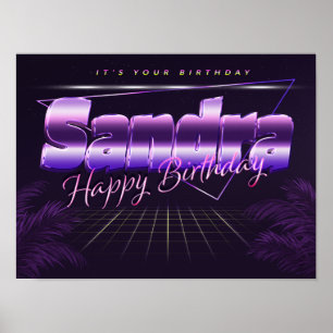 Sandra Nome Vorname lila retro Poster Geburtstag