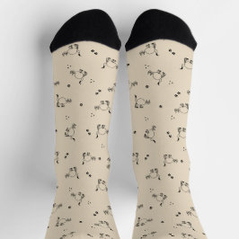Sandstone Cat Line Art Pattern Socks
