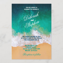 Sandy Beach, Ocean Waves Convites para Casamento