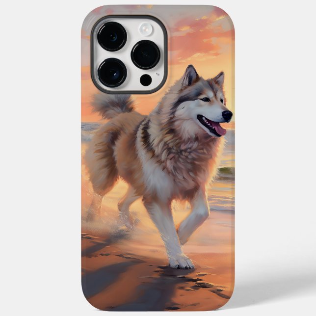 Sandy Paws Alaskan Malamute Dog em Beach Sunset (Verso)