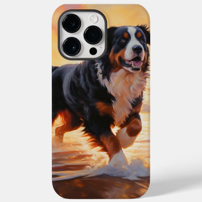Sandy Paws Bernese Mountain Dog em Beach Sunset (Verso)