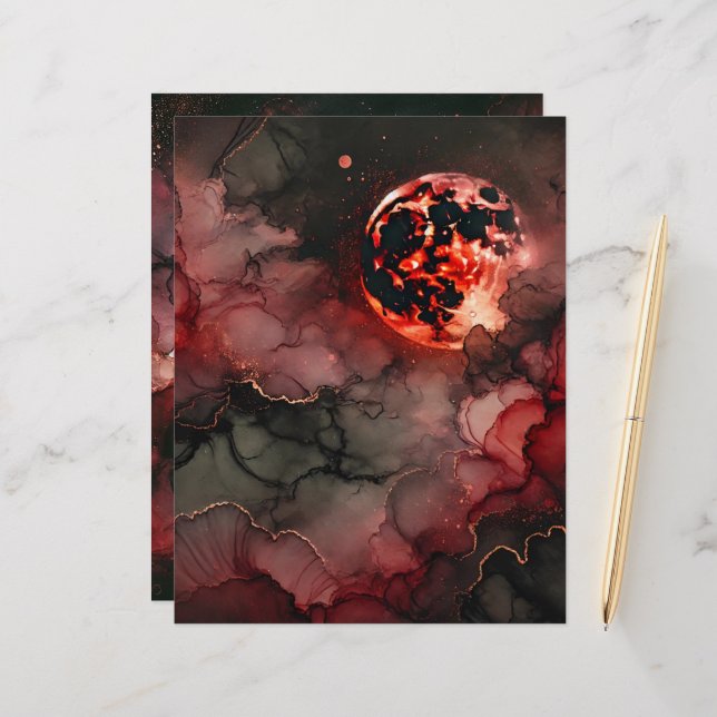 Sangue Lua Brilhante Álcool Scrapbook de Halloween (Frente/Verso In Situ)